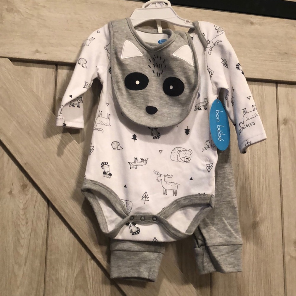 Bon Bébé Woodland creatures 3 piece set SIZE 6-9 m